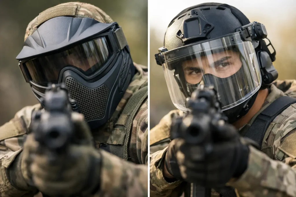 Schutzmaske versus Gesichtsschutz beim Airsoft